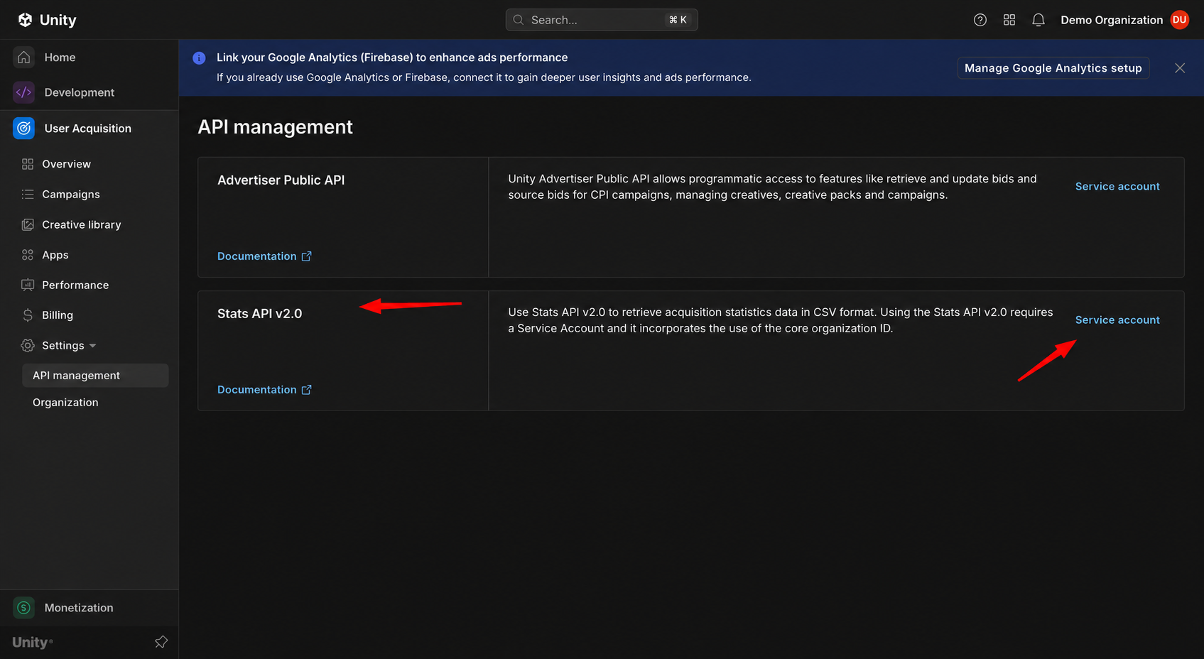 Розділ API management і Stats API v2.0